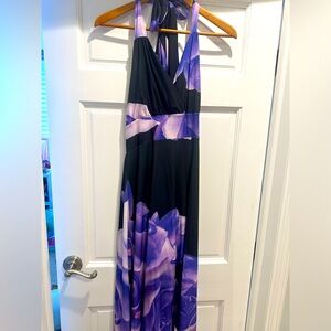 Venus purple floral halter maxi dress size Large